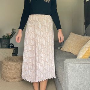 Snakeskins Pleated Midi Skirt
